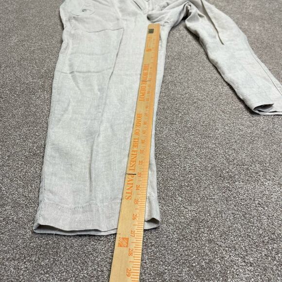 Athleta womens Linen Tapered Ankle Leg Pants Snap Pockets Natural Beige size 12 - Picture 4 of 12